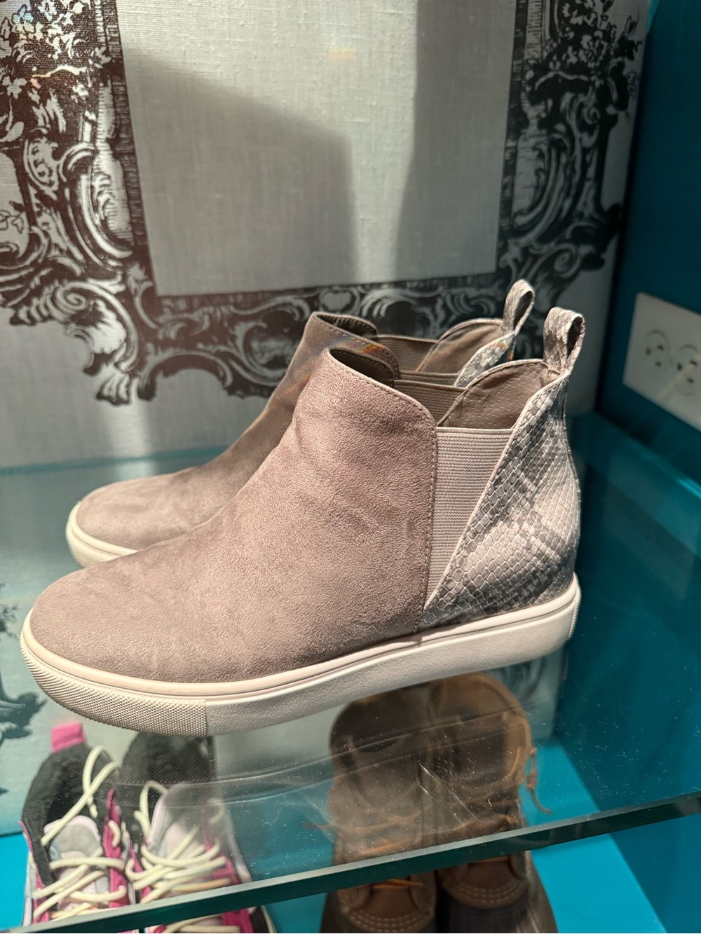 Steve Madden Taupe Suede Slip-On Ankle Booties